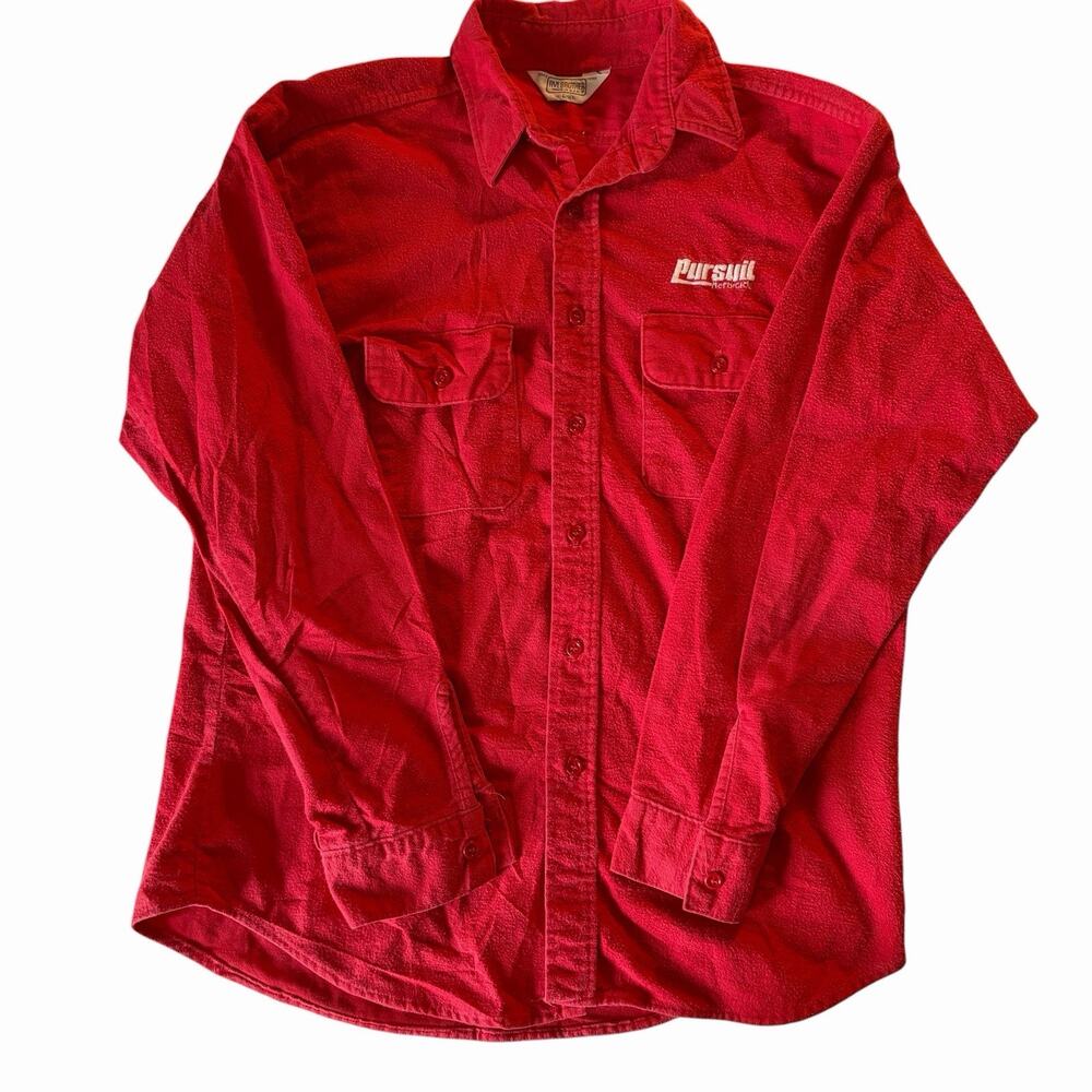Vtg 80s Five Brother Chamois Shirt Pursuit Herbicide Promo Made in USA Mens L 16